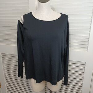 Bailey‎ 44 Knit Top Black Single Cold Shoulder Long Sleeve Tee Shirt Womens Med